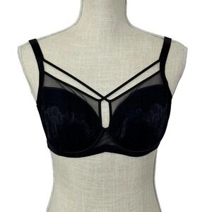 Understance‎ Harper Smooth Lace Flexwire strappy soft cup bra 34D Black